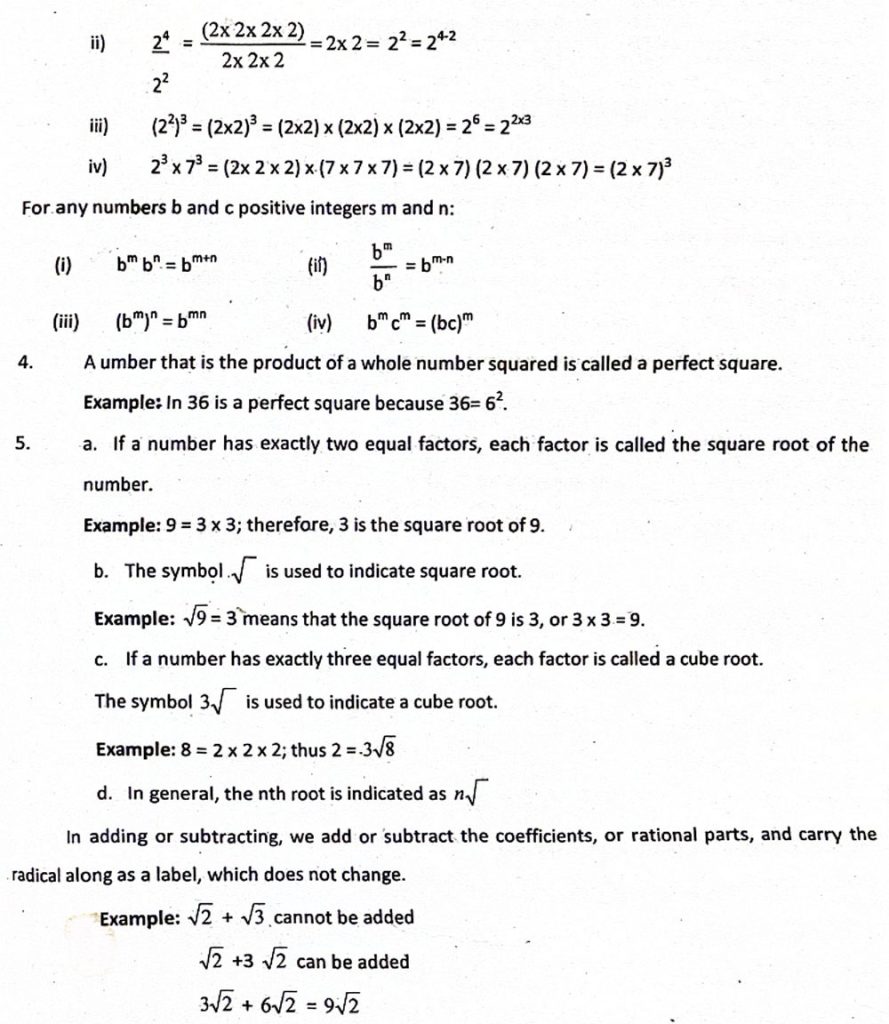 Basic concepts of exponents